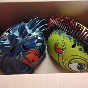 Kids Spider-Man & Green Monster Spiked Bike Helmets - Fun Safety